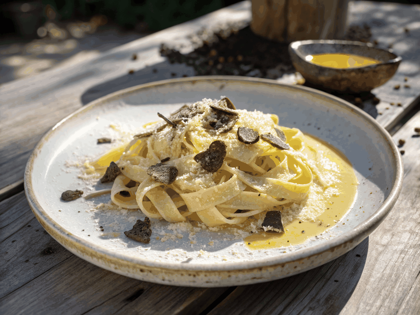 Freshly prepared handmade pasta in a warm dining atmosphere